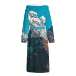 Himalaya Mountain Print Hooded Bathrobe