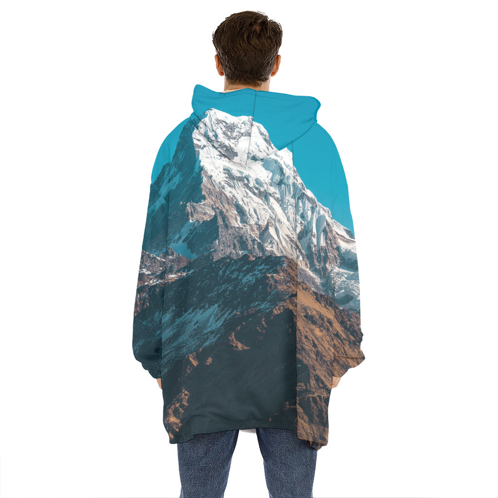 Himalaya Mountain Print Hoodie Blanket