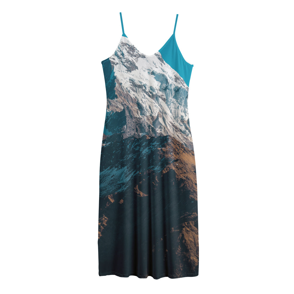 Himalaya Mountain Print Jersey Midi Cami Dress
