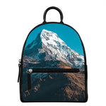 Himalaya Mountain Print Leather Backpack