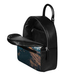 Himalaya Mountain Print Leather Backpack