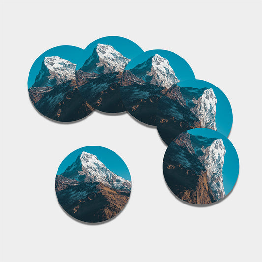 Himalaya Mountain Print Leather Coaster Set