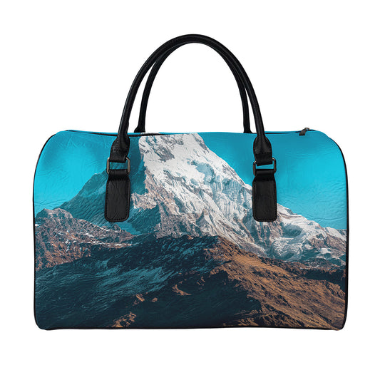Himalaya Mountain Print Leather Duffle Bag