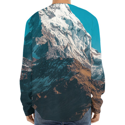 Himalaya Mountain Print Long Sleeve Baseball Jersey