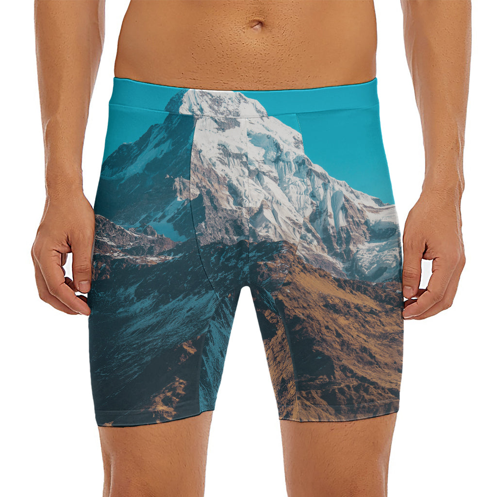 Himalaya Mountain Print Men's Long Boxer Briefs