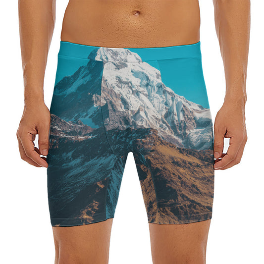 Himalaya Mountain Print Men's Long Boxer Briefs