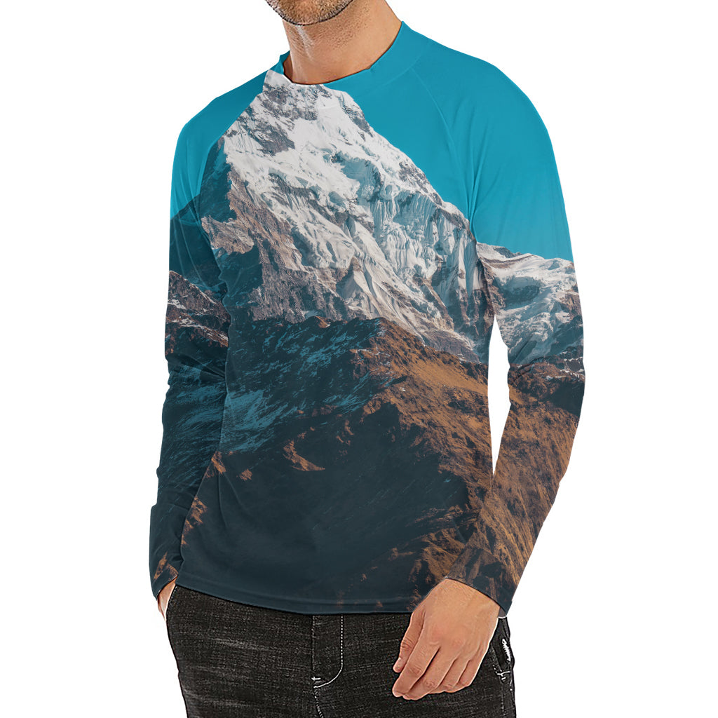 Himalaya Mountain Print Men's Long Sleeve Rash Guard