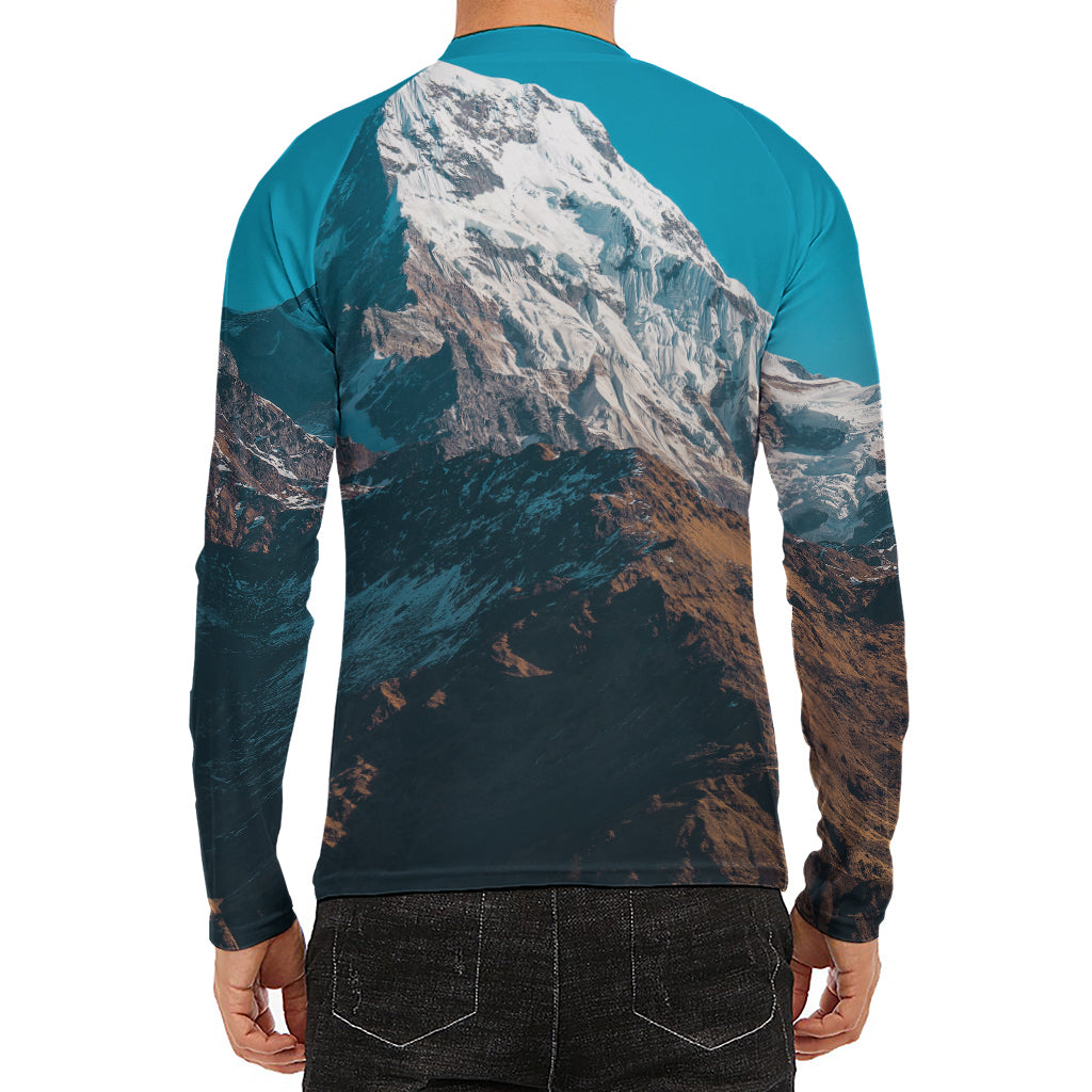 Himalaya Mountain Print Men's Long Sleeve Rash Guard