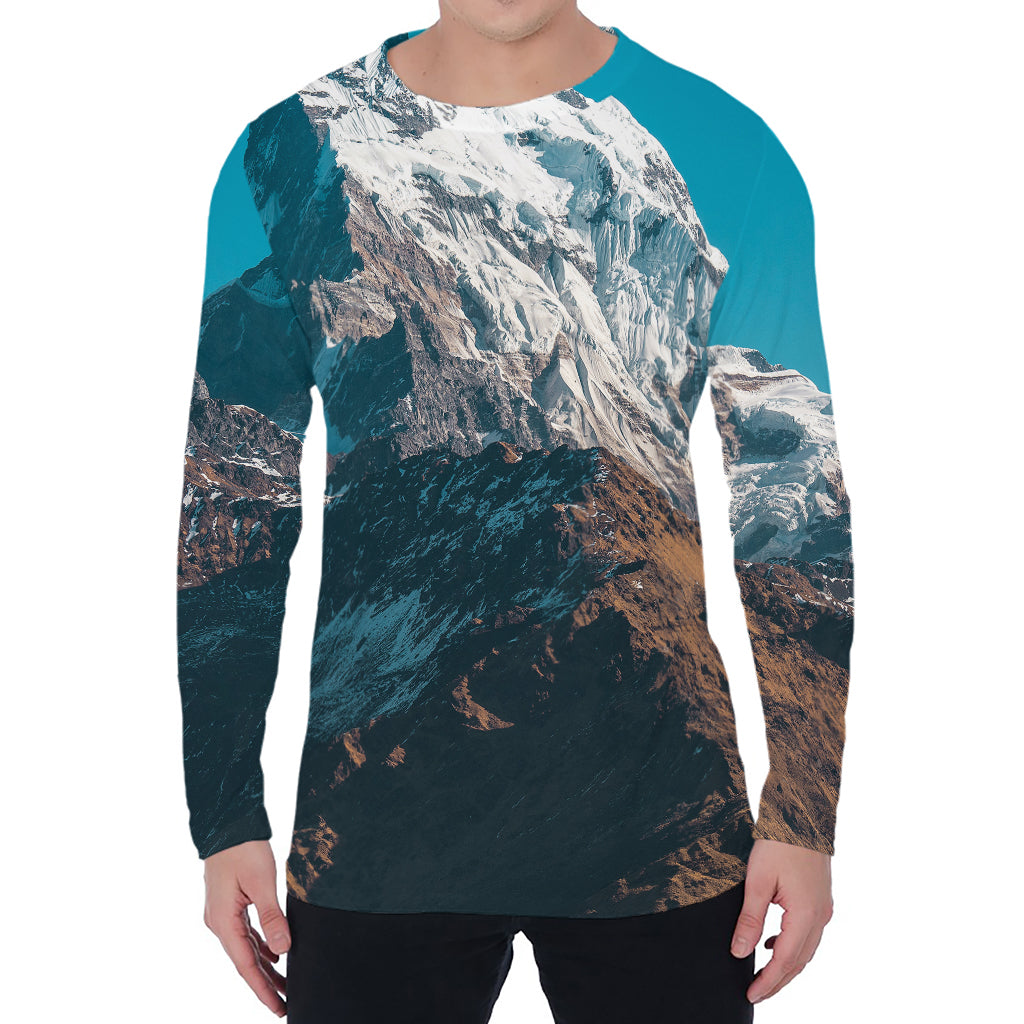 Himalaya Mountain Print Men's Long Sleeve T-Shirt