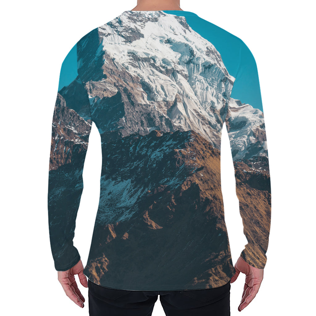 Himalaya Mountain Print Men's Long Sleeve T-Shirt