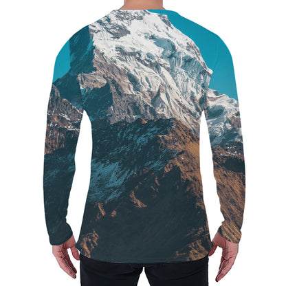 Himalaya Mountain Print Men's Long Sleeve T-Shirt