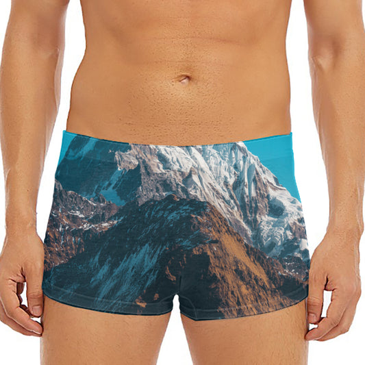 Himalaya Mountain Print Men's Short Boxer Briefs