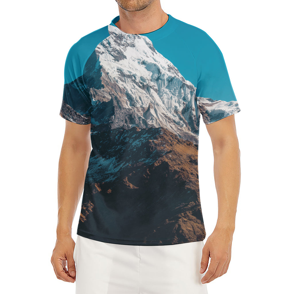 Himalaya Mountain Print Men's Short Sleeve Rash Guard