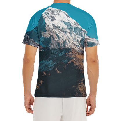 Himalaya Mountain Print Men's Short Sleeve Rash Guard