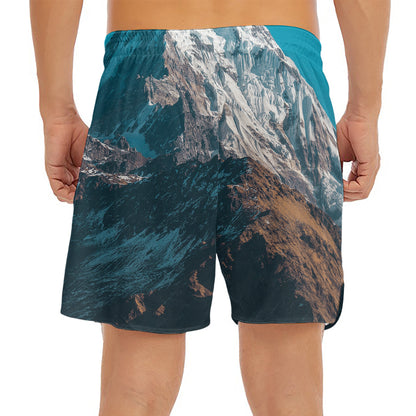 Himalaya Mountain Print Men's Split Running Shorts