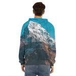 Himalaya Mountain Print Men's Velvet Pullover Hoodie