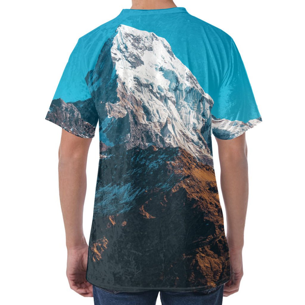 Himalaya Mountain Print Men's Velvet T-Shirt