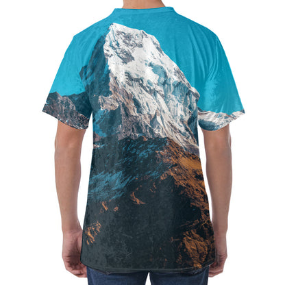 Himalaya Mountain Print Men's Velvet T-Shirt