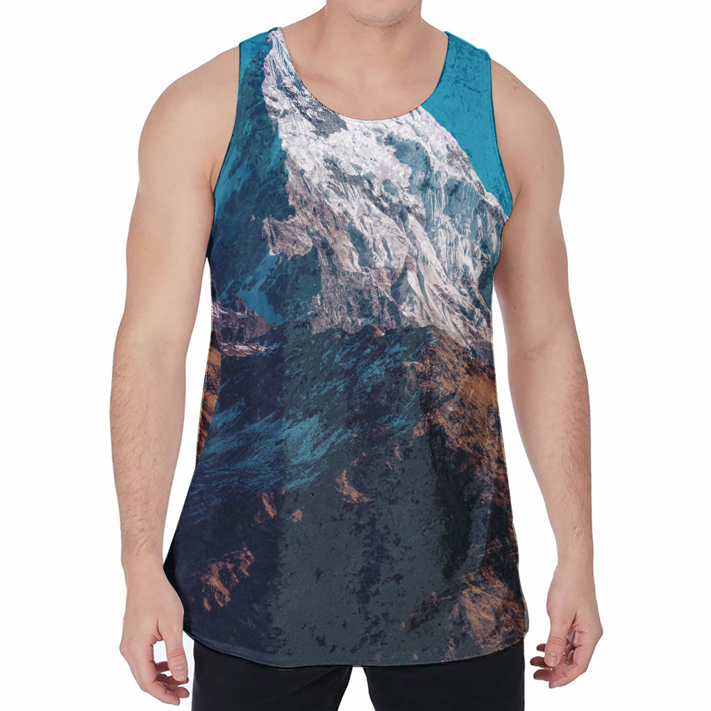 Himalaya Mountain Print Men's Velvet Tank Top