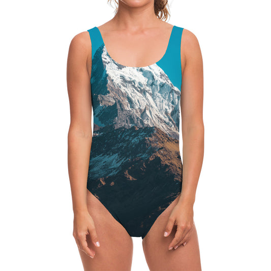 Himalaya Mountain Print One Piece Swimsuit