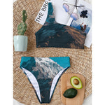 Himalaya Mountain Print One Shoulder Bikini Top