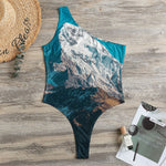 Himalaya Mountain Print One Shoulder Bodysuit