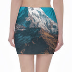 Himalaya Mountain Print Pencil Mini Skirt