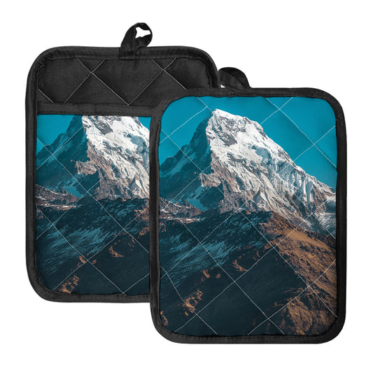 Himalaya Mountain Print Pot Holders With Pocket