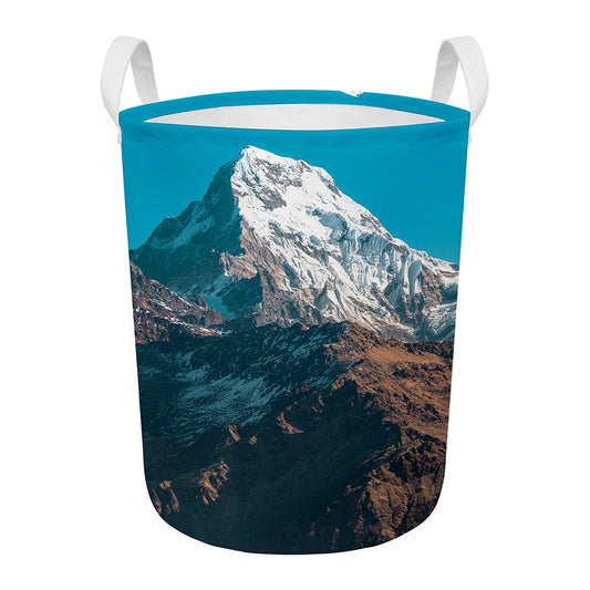 Himalaya Mountain Print Round Laundry Basket
