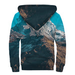 Himalaya Mountain Print Sherpa Lined Zip Up Hoodie