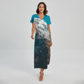 Himalaya Mountain Print Short Sleeve Maxi Dress