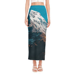 Himalaya Mountain Print Side Slit Maxi Skirt