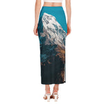 Himalaya Mountain Print Side Slit Maxi Skirt