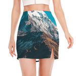 Himalaya Mountain Print Side Slit Mini Skirt