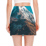 Himalaya Mountain Print Side Slit Mini Skirt