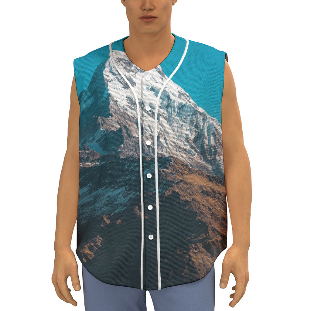 Himalaya Mountain Print Sleeveless Baseball Jersey