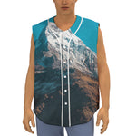 Himalaya Mountain Print Sleeveless Baseball Jersey
