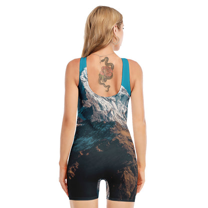 Himalaya Mountain Print Sleeveless One Piece Swimsuit