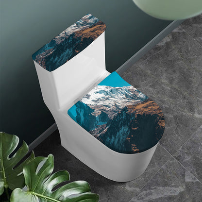 Himalaya Mountain Print Toilet Lid And Tank Cover Set