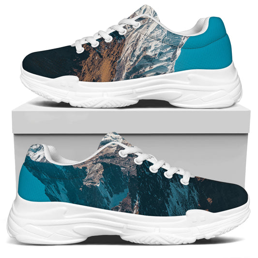 Himalaya Mountain Print White Chunky Shoes