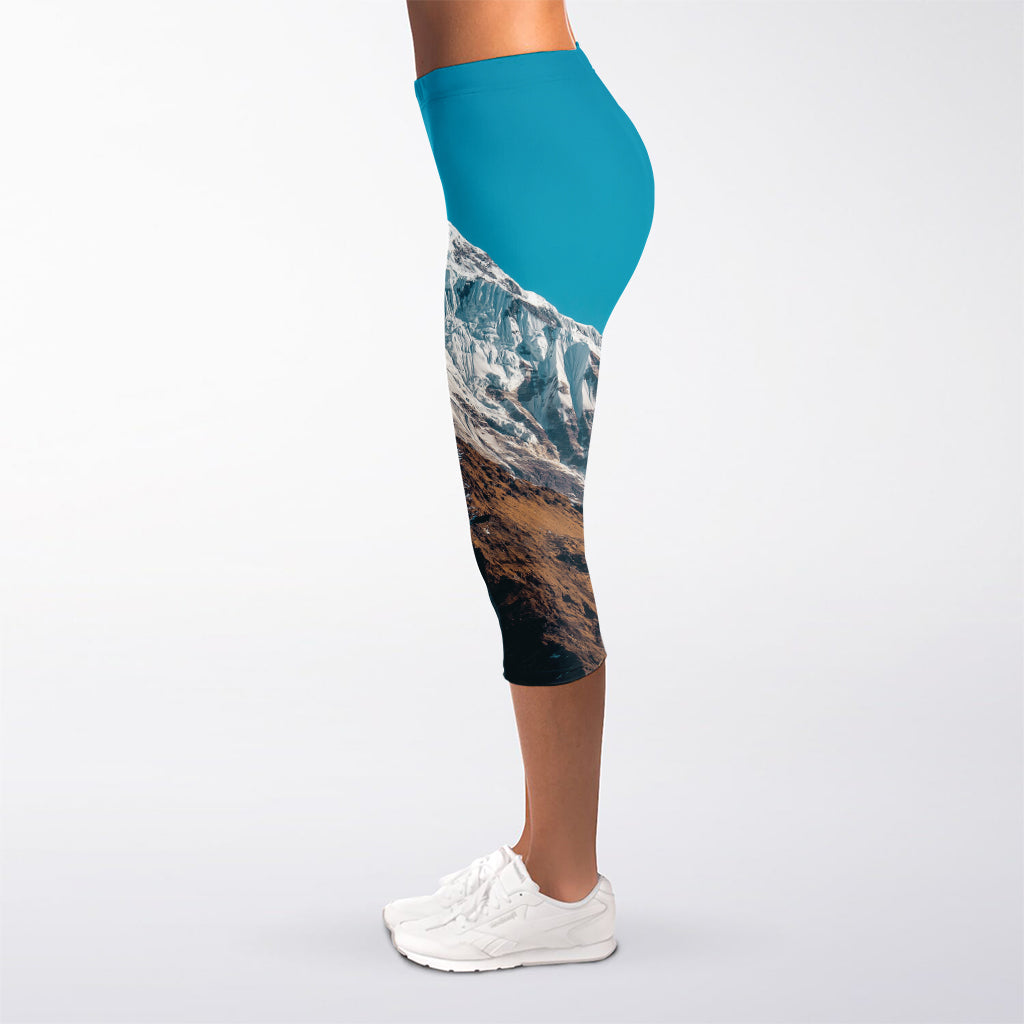 Himalaya Mountain Print Women's Capri Leggings