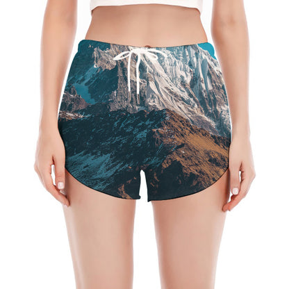 Himalaya Mountain Print Women's Split Running Shorts