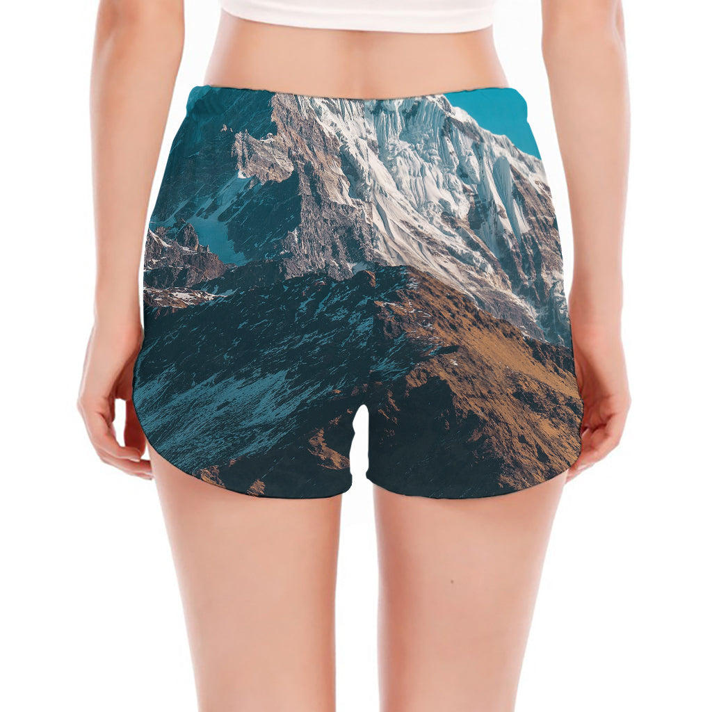 Himalaya Mountain Print Women's Split Running Shorts