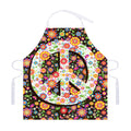 Hippie Flower Peace Sign Print Adjustable Apron
