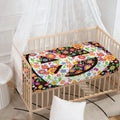 Hippie Flower Peace Sign Print Baby Crib Sheet