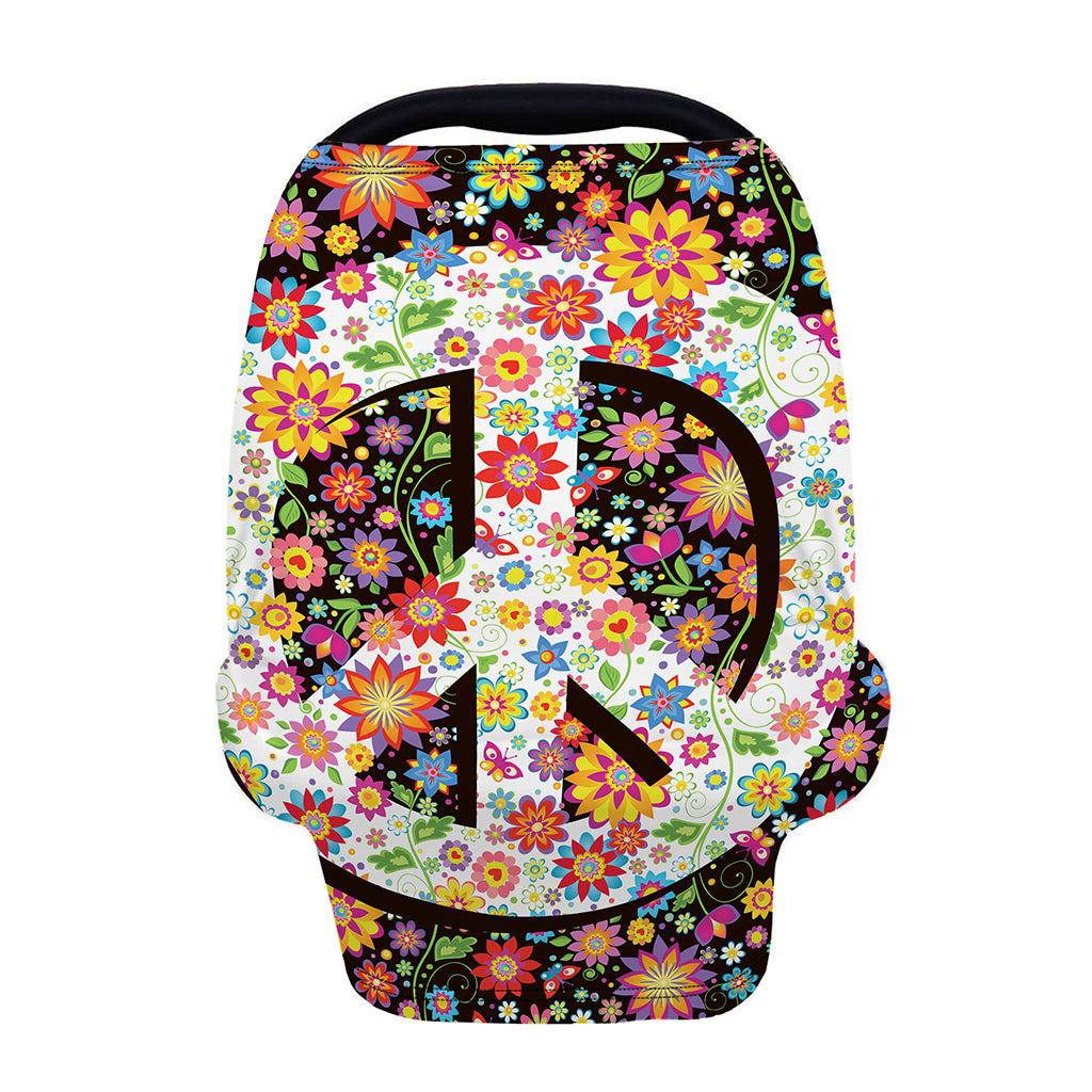 Hippie Flower Peace Sign Print Baby Seat Cover