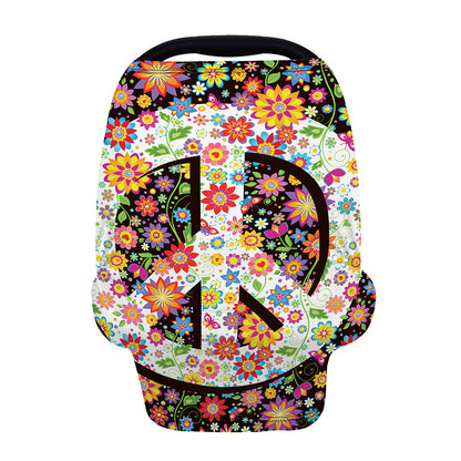 Hippie Flower Peace Sign Print Baby Seat Cover