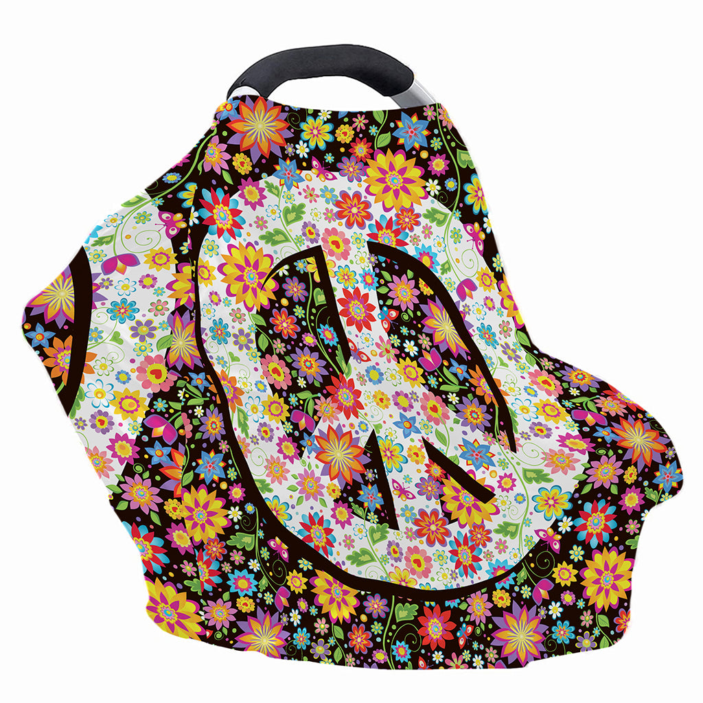 Hippie Flower Peace Sign Print Baby Seat Cover