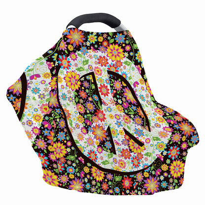 Hippie Flower Peace Sign Print Baby Seat Cover