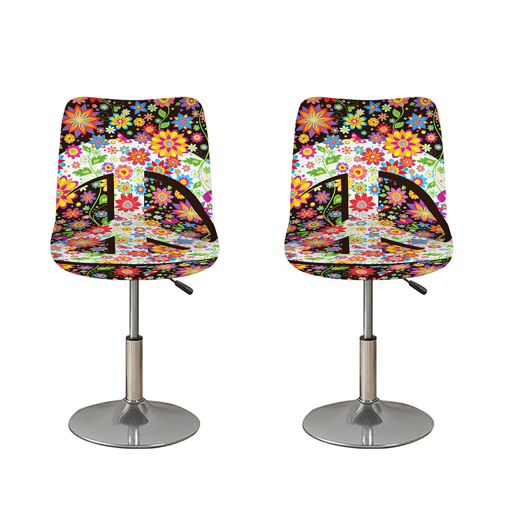 Hippie Flower Peace Sign Print Bar Stool Covers